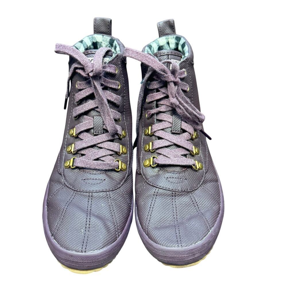 Keds Scout Purple‎ Water-Resistant Rain Boot Gingham Fabric Lined Women's 9.5
